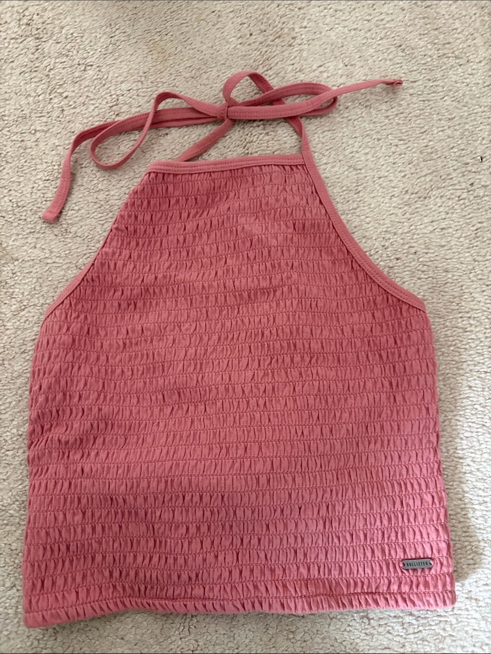 Hollister Pink Smocked Halter Tank Top XS